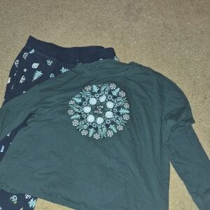 Life Is Good Pajama Set - Dark Green and Navy